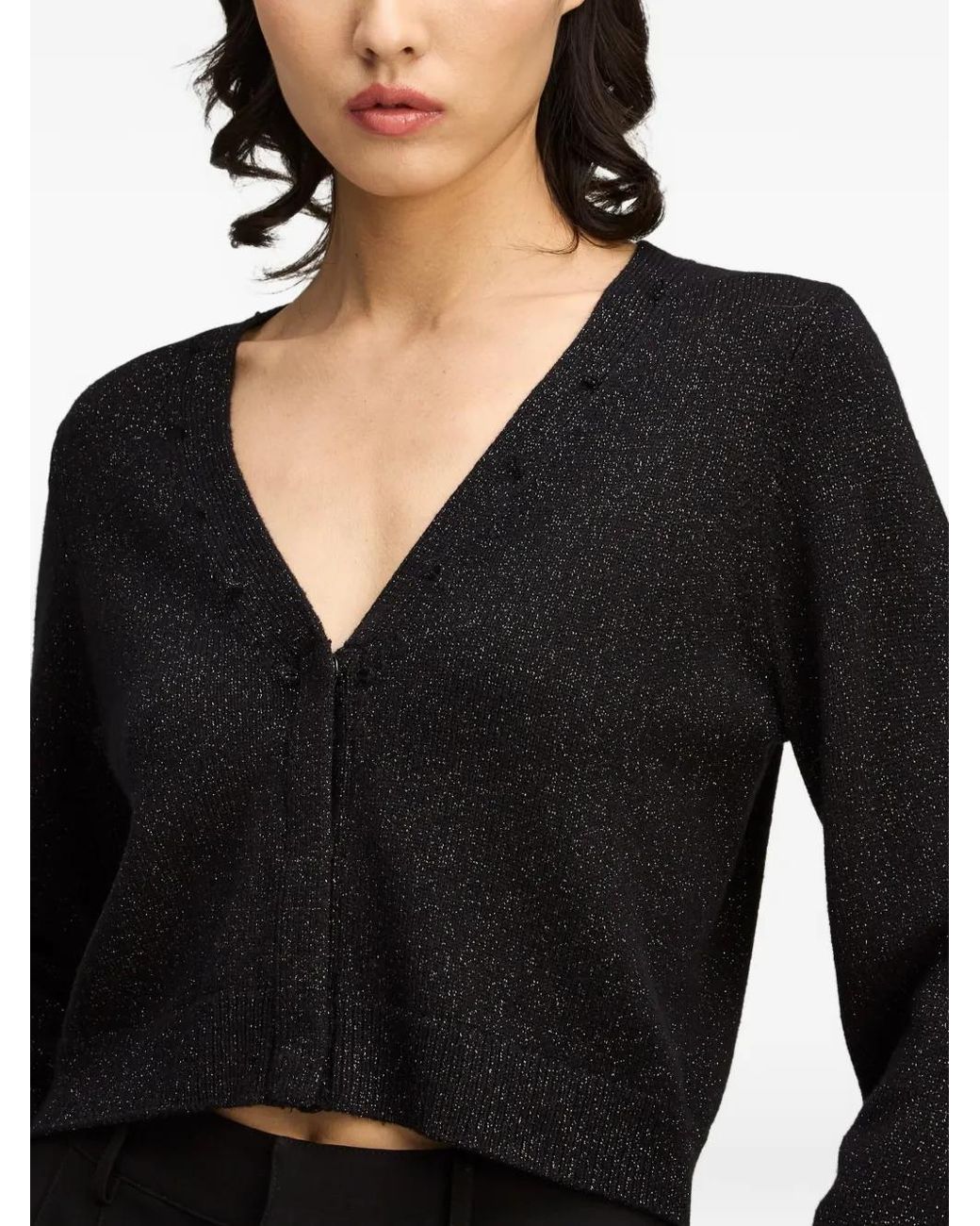 Cinq À Sept Black Della Faux-Fur Trim Cardigan