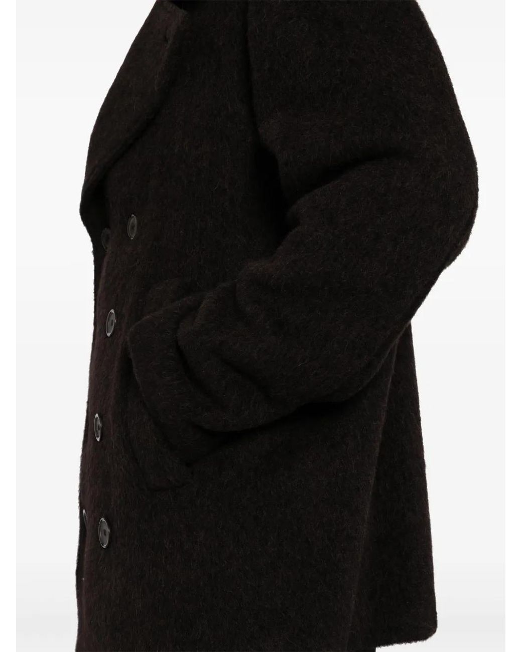 Dolce & Gabbana Black Double-Breasted Melange Coat for men