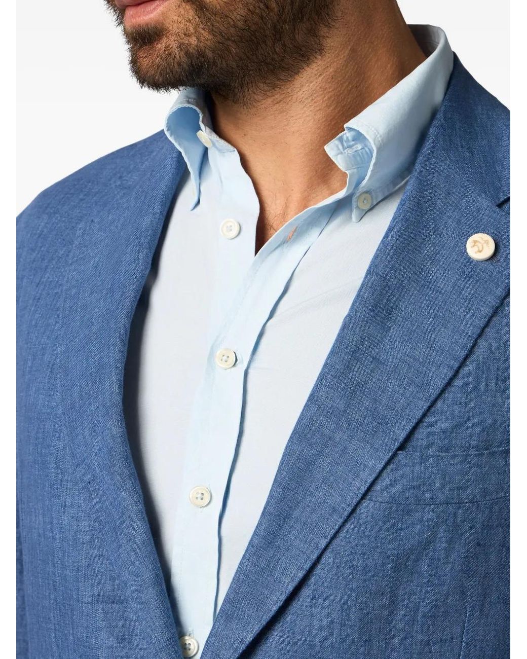 Brooks Brothers Blue Single-Breasted Linen Blazer for men