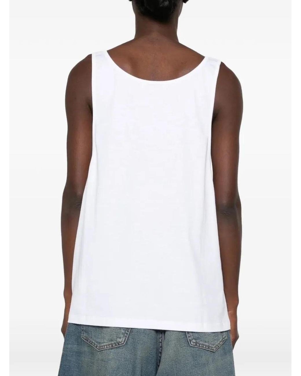 Stella McCartney White Slogan-Print Tank Top