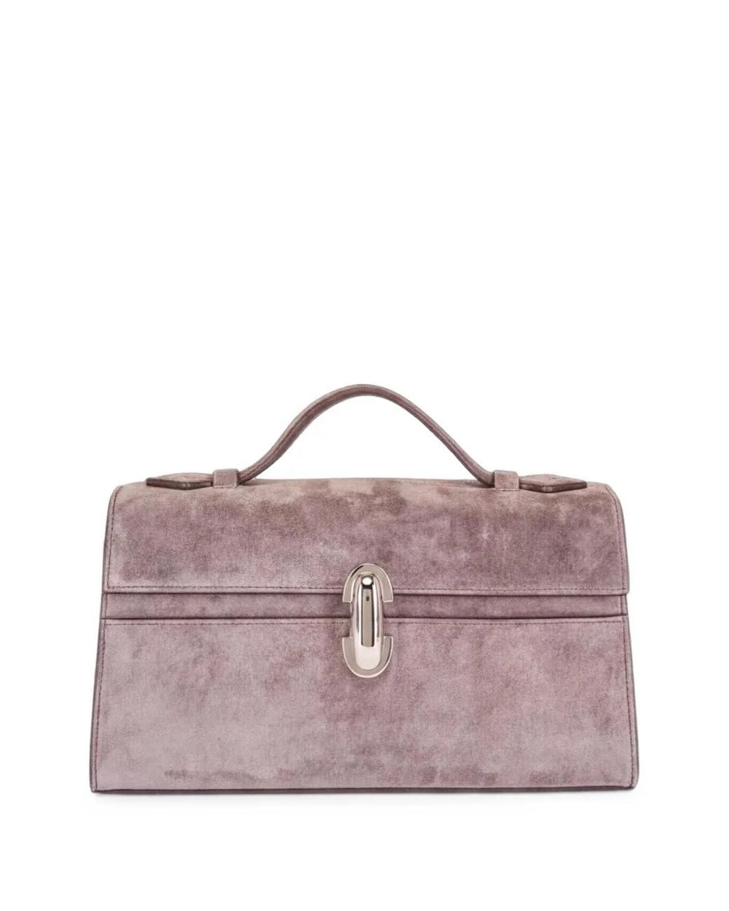 SAVETTE Purple Suede Top-Handle Tote Bag