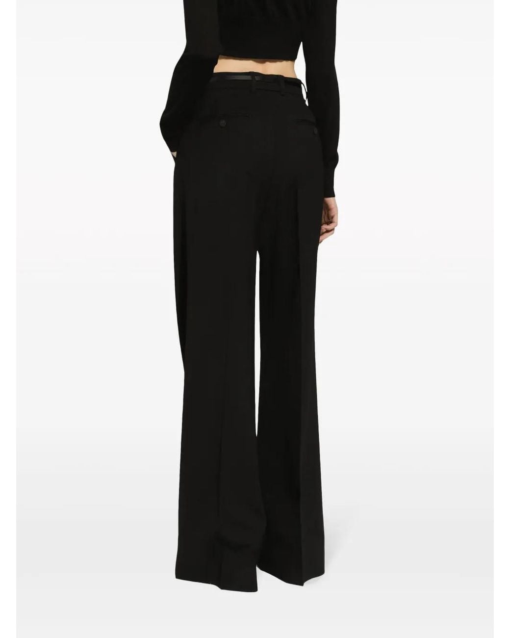 Dolce & Gabbana Black Pressed-Crease Palazzo Pants