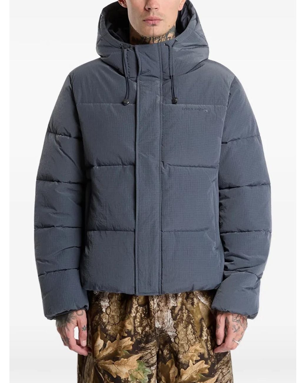 Daily Paper Gray Ripstop Puffer Jacket for men