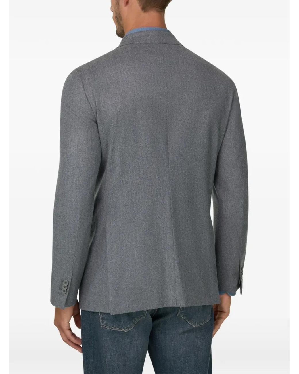 Boggi Gray Double-Breasted Wool Flannel Blazer for men