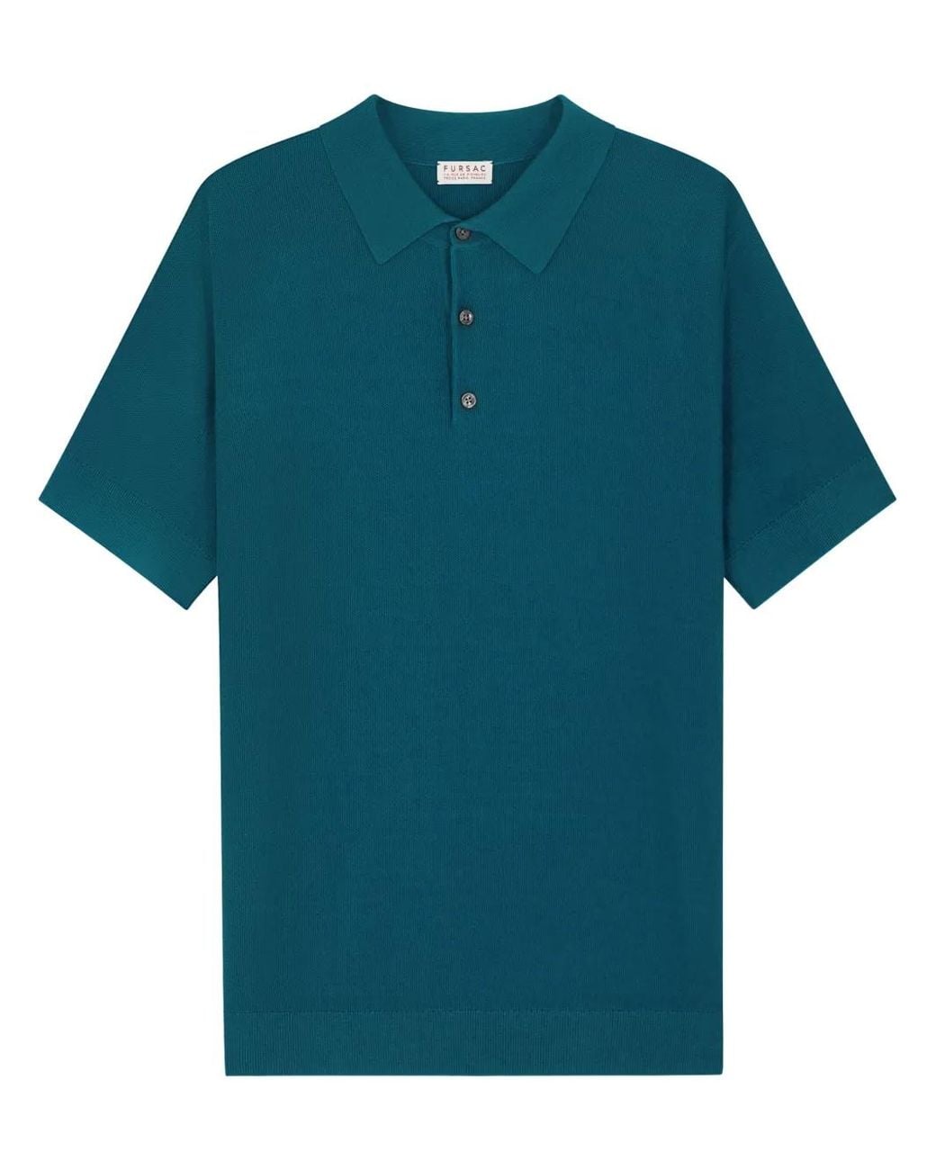 Fursac Blue Moss Stitch Polo Shirt for men