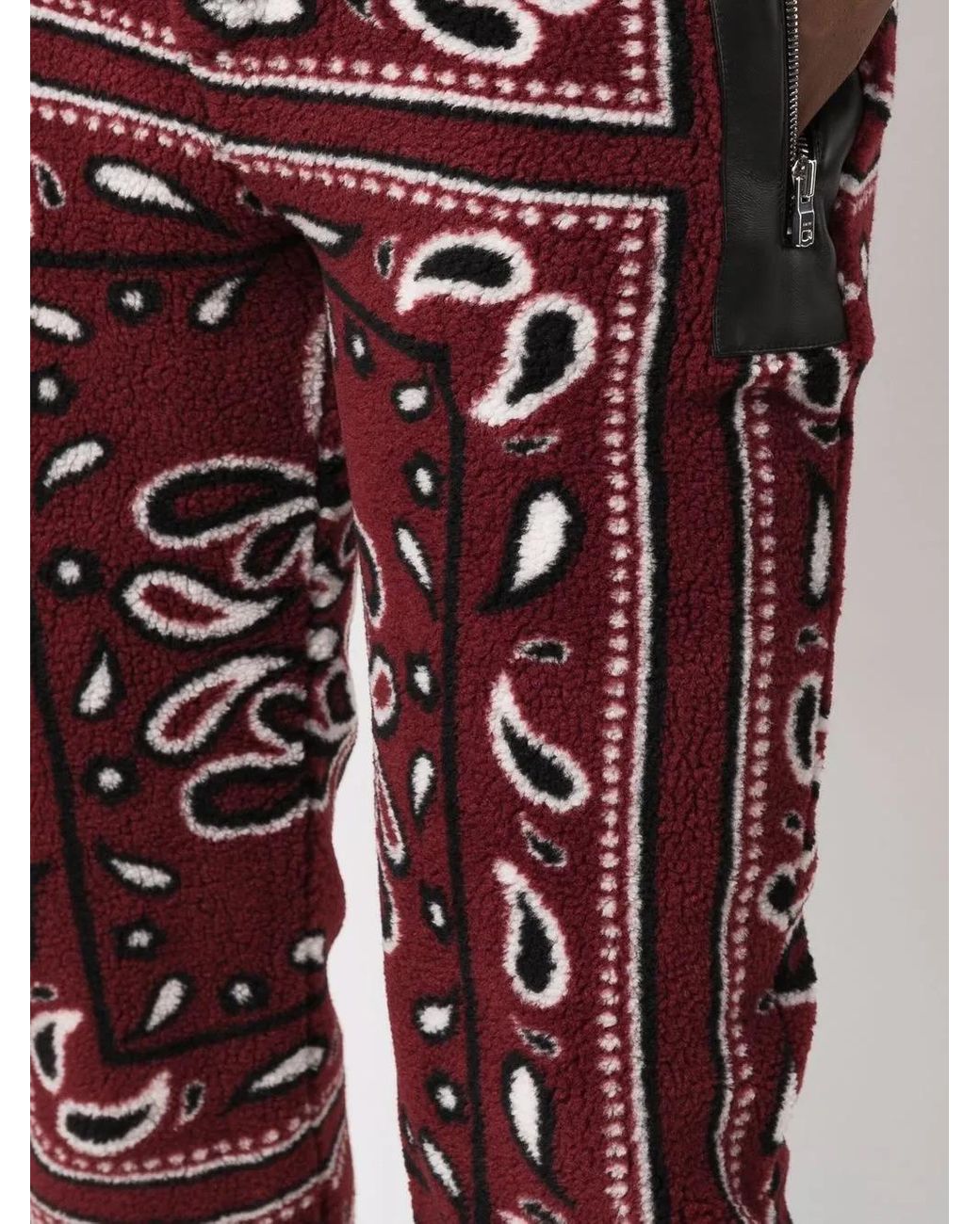 Amiri Red Bandana Paisley Fleece Trousers for men