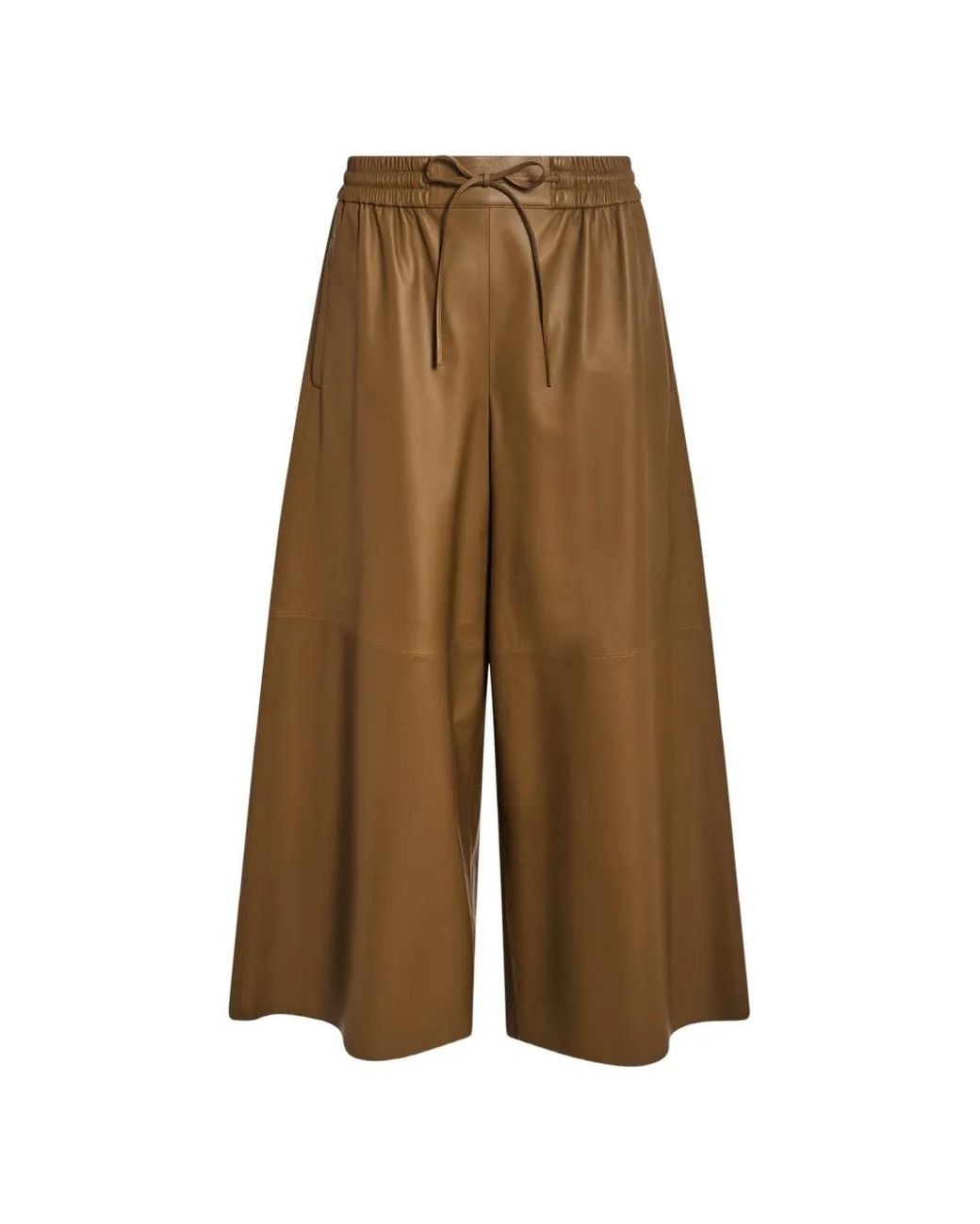 Yves Salomon Natural Leather Drawstring-Waist Trousers