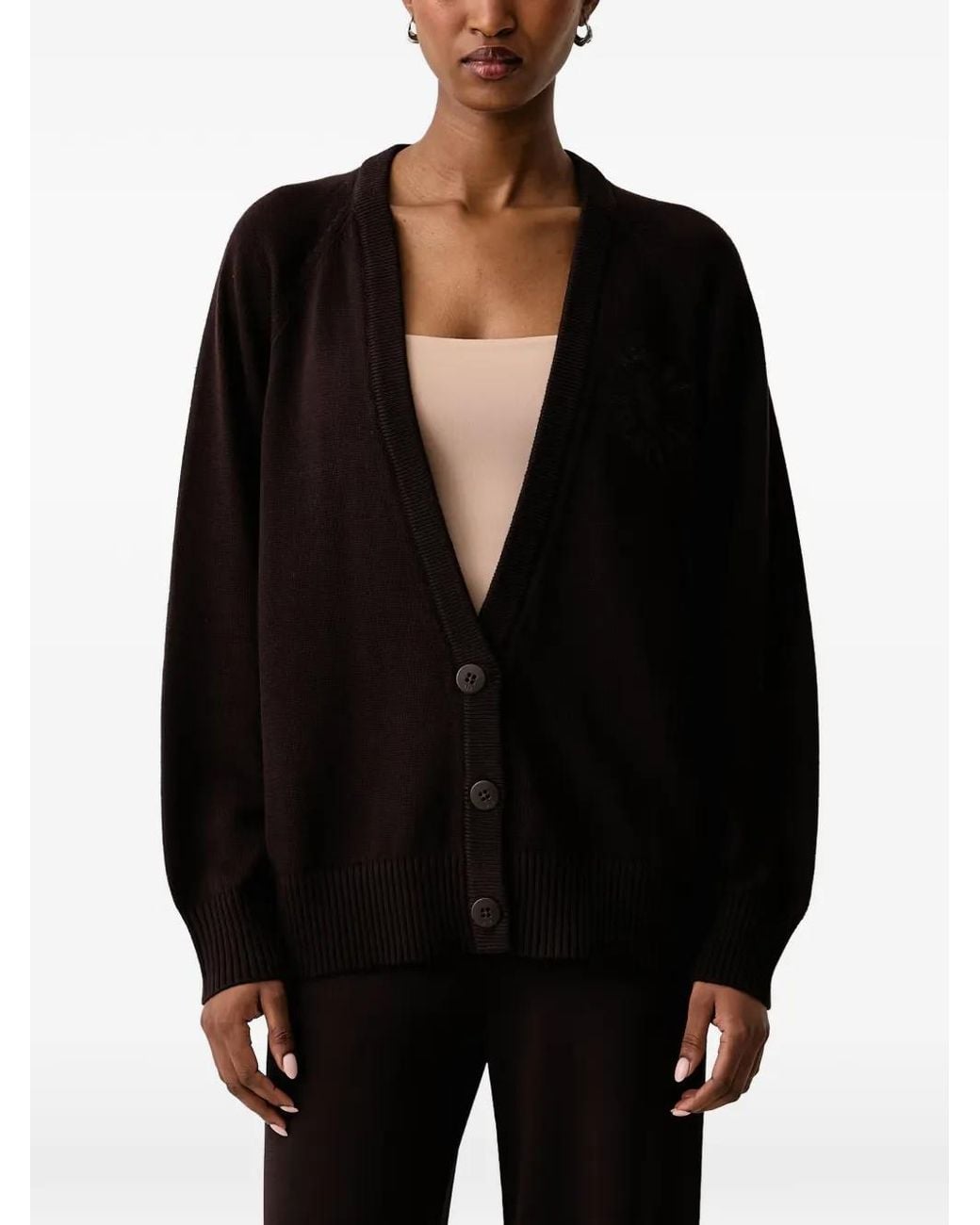 ARMANI EXCHANGE Black Logo-Embroidered Cardigan