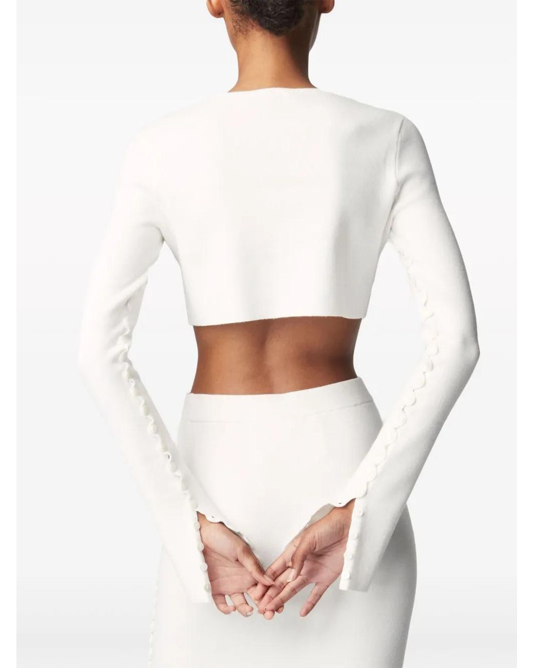 Altuzarra White Haruni Scallop-Edge Knitted Top