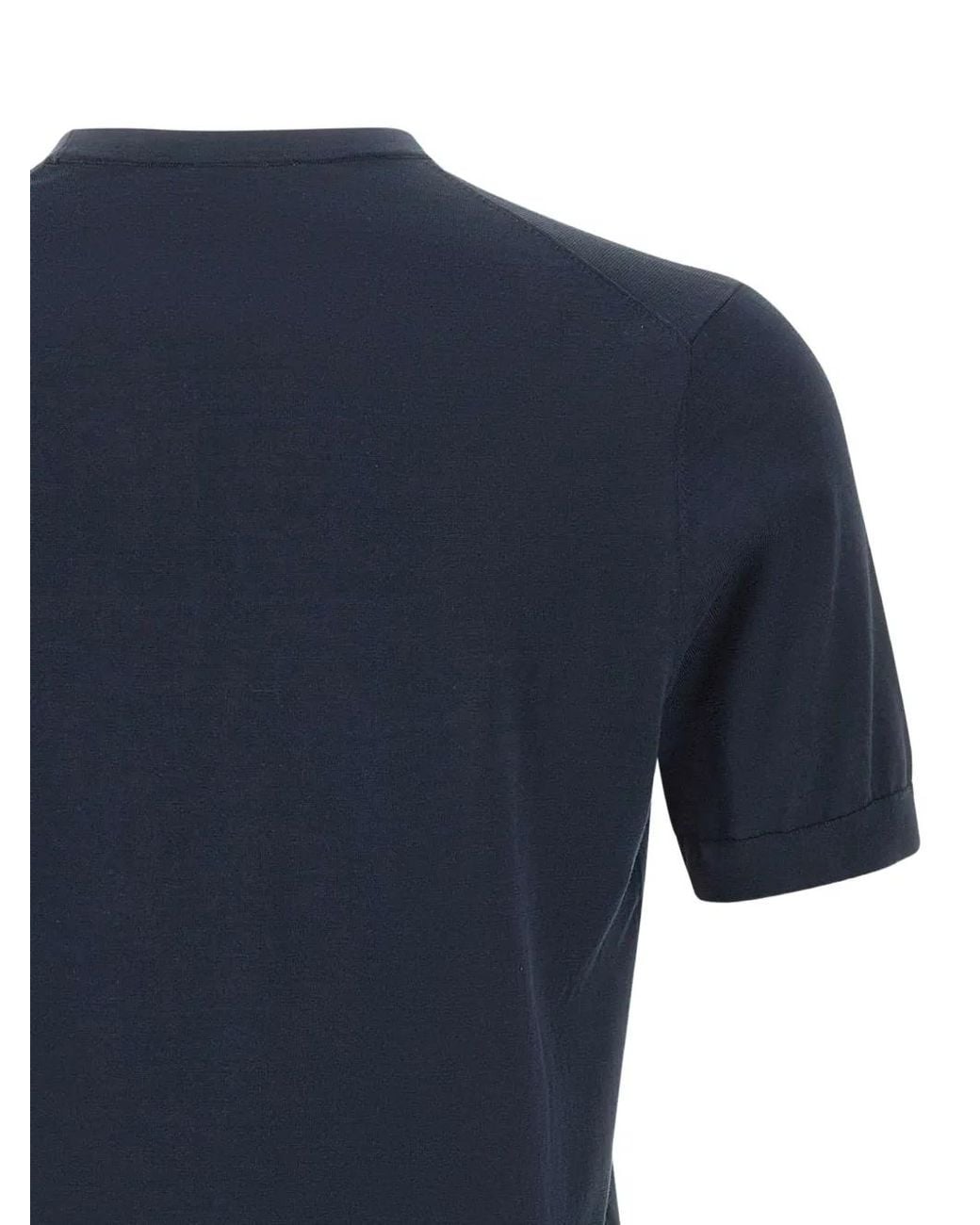 Diktat Blue Short-Sleeved Cotton Sweater for men