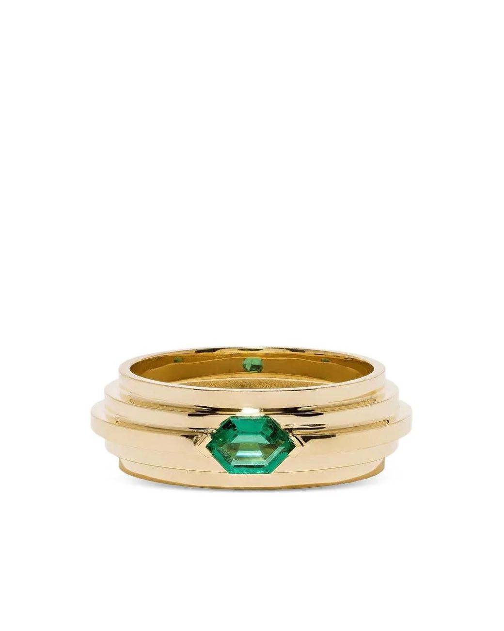 Azlee Metallic 18K Staircase 5-Tier Emerald Ring