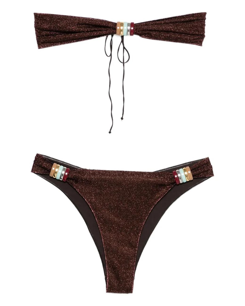 Oseree Brown Glitter Embellished Beachwear