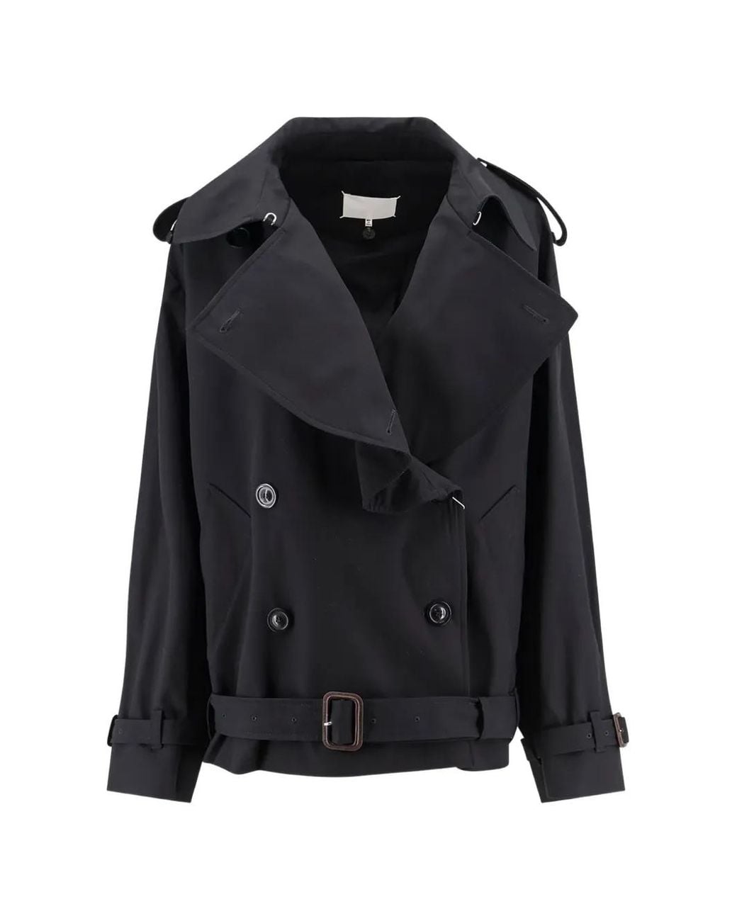 Maison Margiela Black Folded Collar Cotton Caban