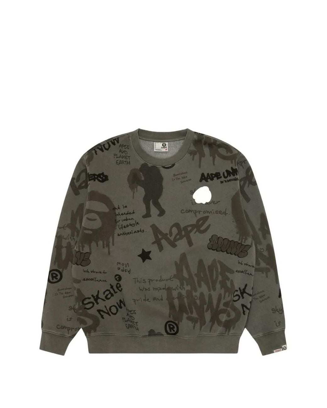 Aape By A Bathing Ape Green Graffiti-Print Sweater for men