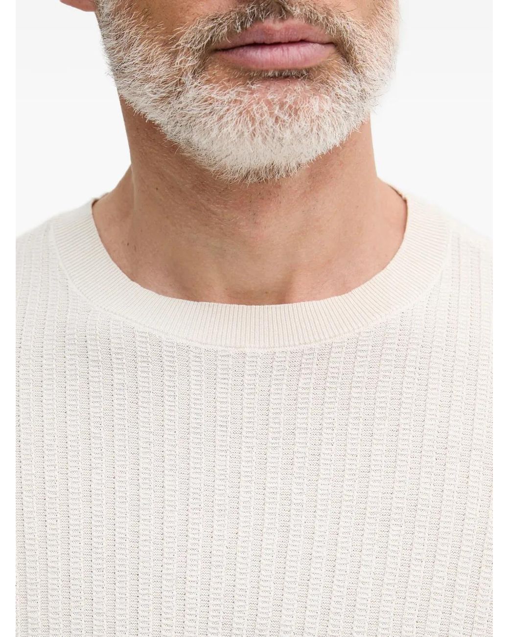 ARMANI EXCHANGE White Ribbed-Knit Sweater for men