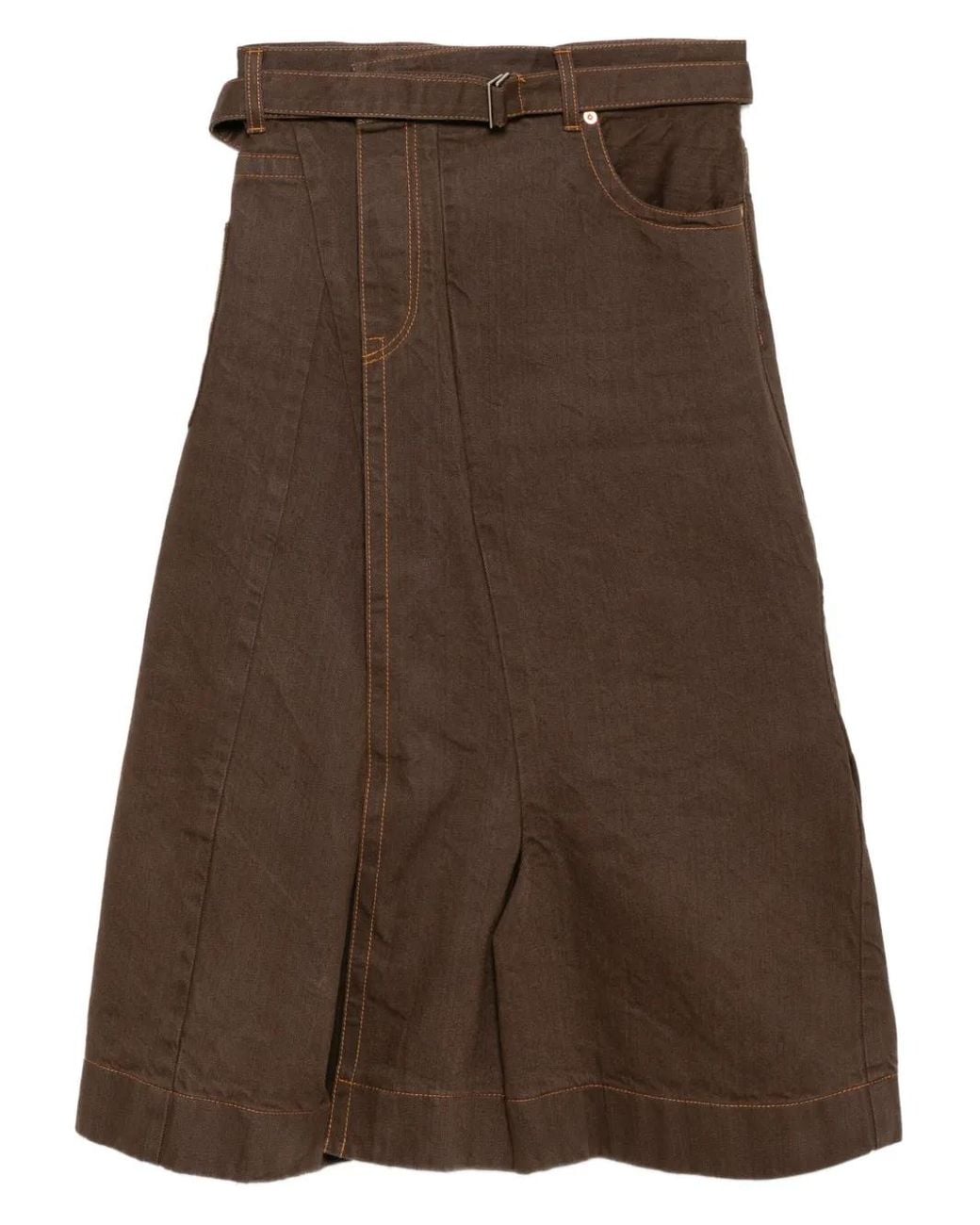 Sacai Brown Cotton Wrap Skirt
