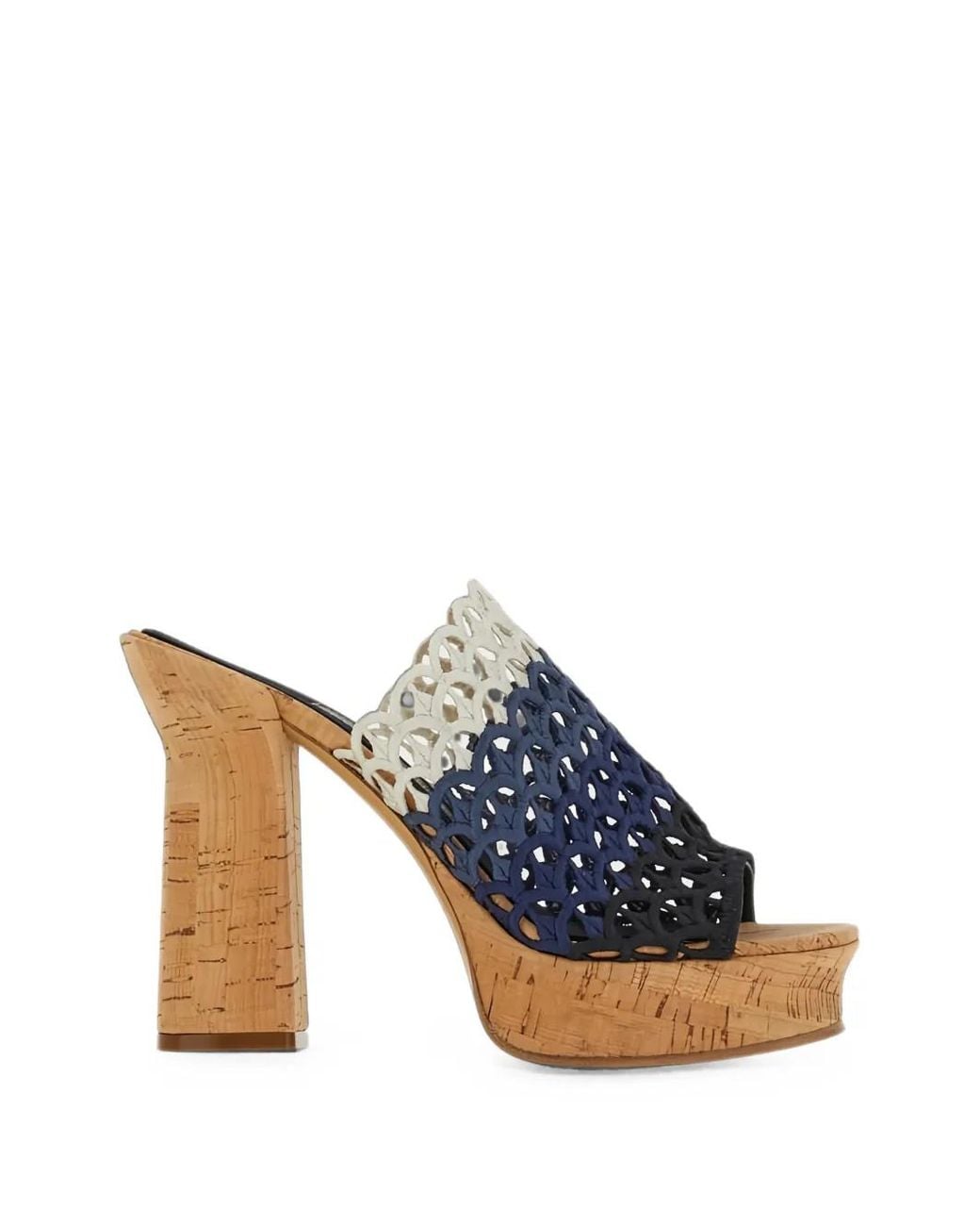 Ferragamo Blue Saja Cut-Out Sandals