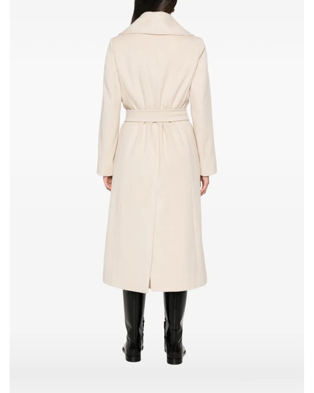 Max Mara White Belted Virgin Wool Coat