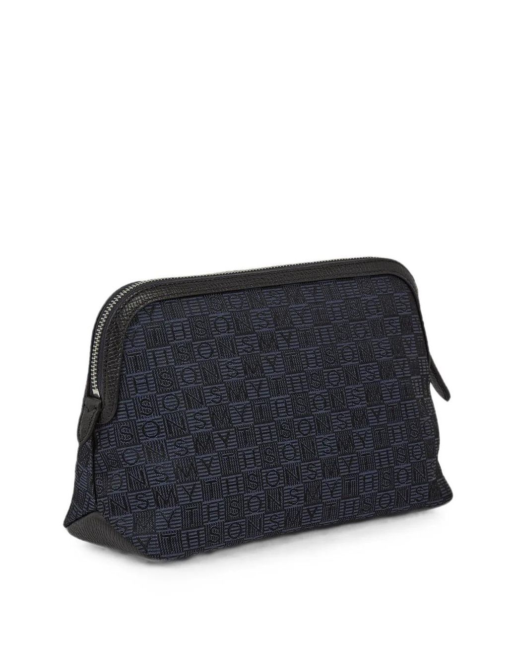 Smythson Blue Small Stamp Canvas Travel Pouch