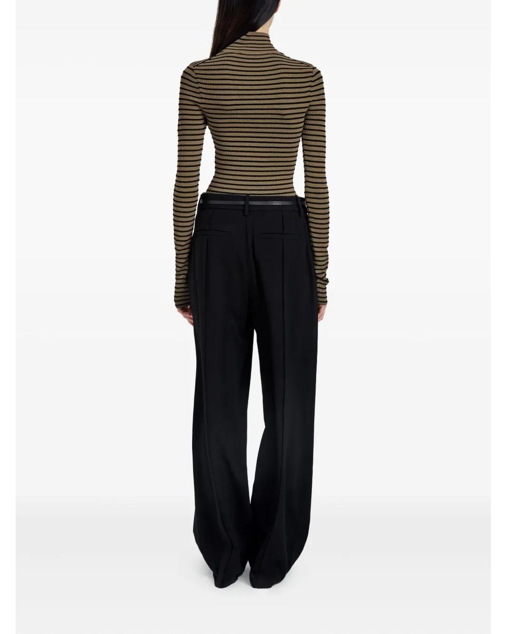Proenza Schouler Green Didi Striped Turtleneck Top