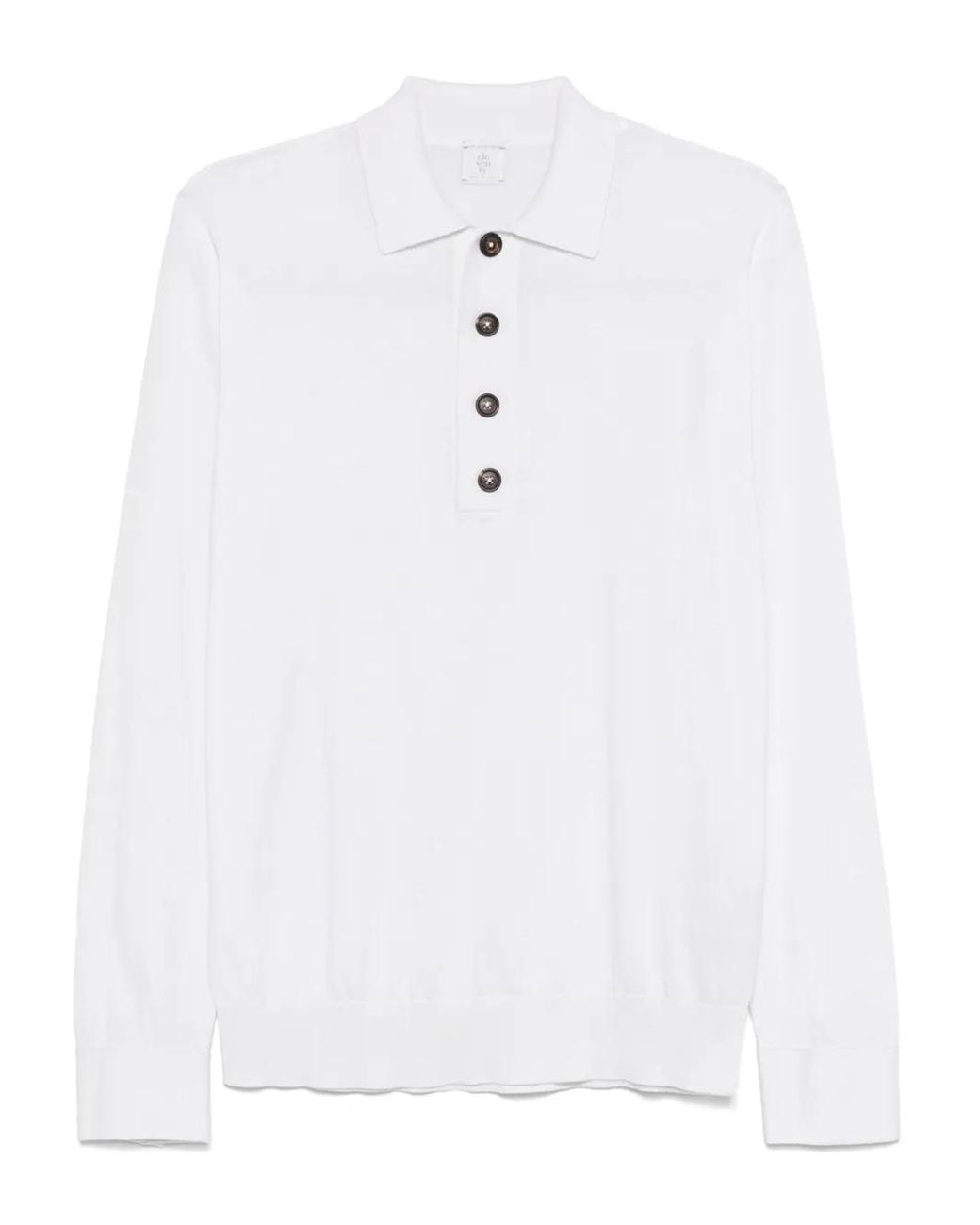 Eleventy White Long-Sleeve Polo Shirt for men