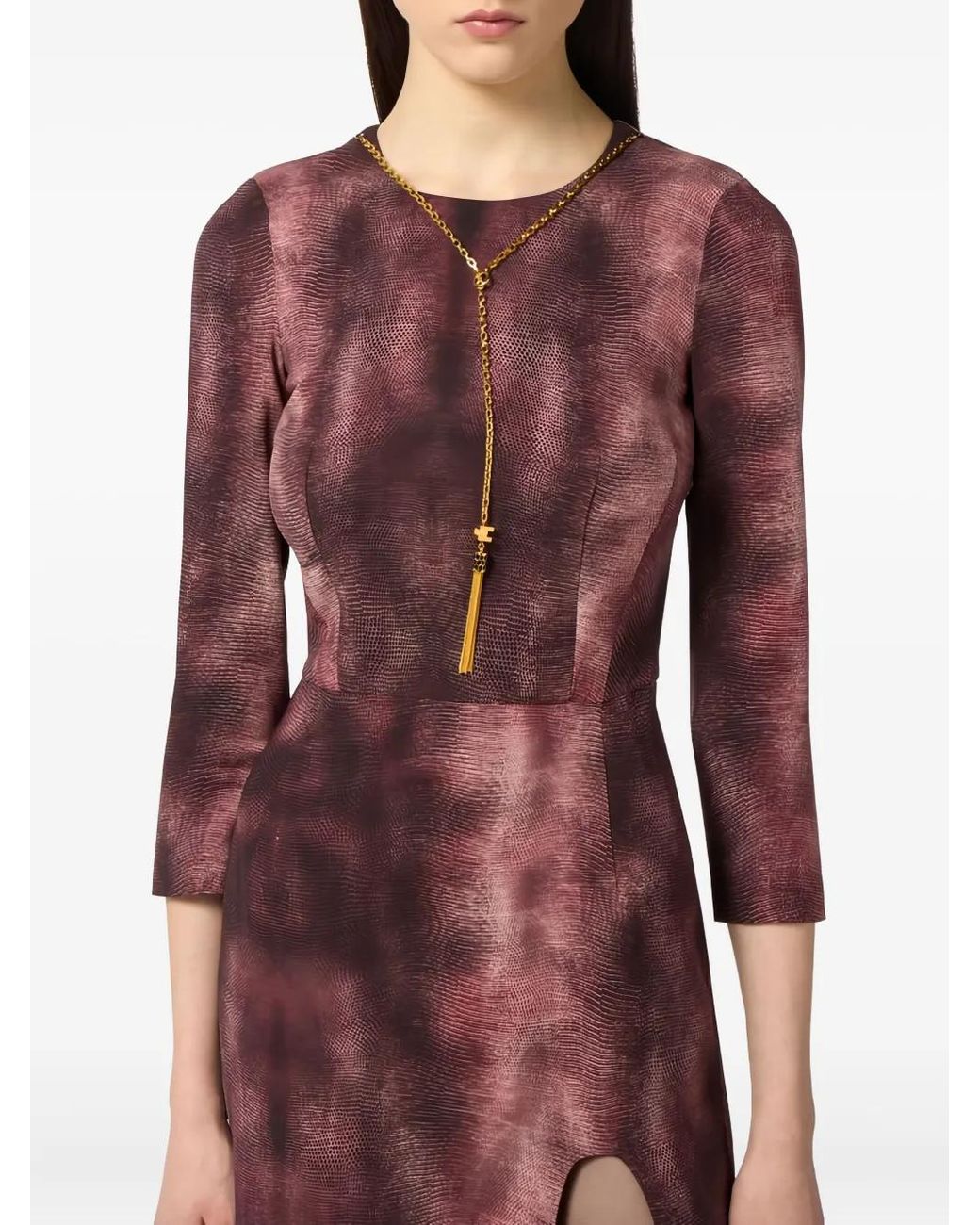 Elisabetta Franchi Purple Python-Print Midi Dress