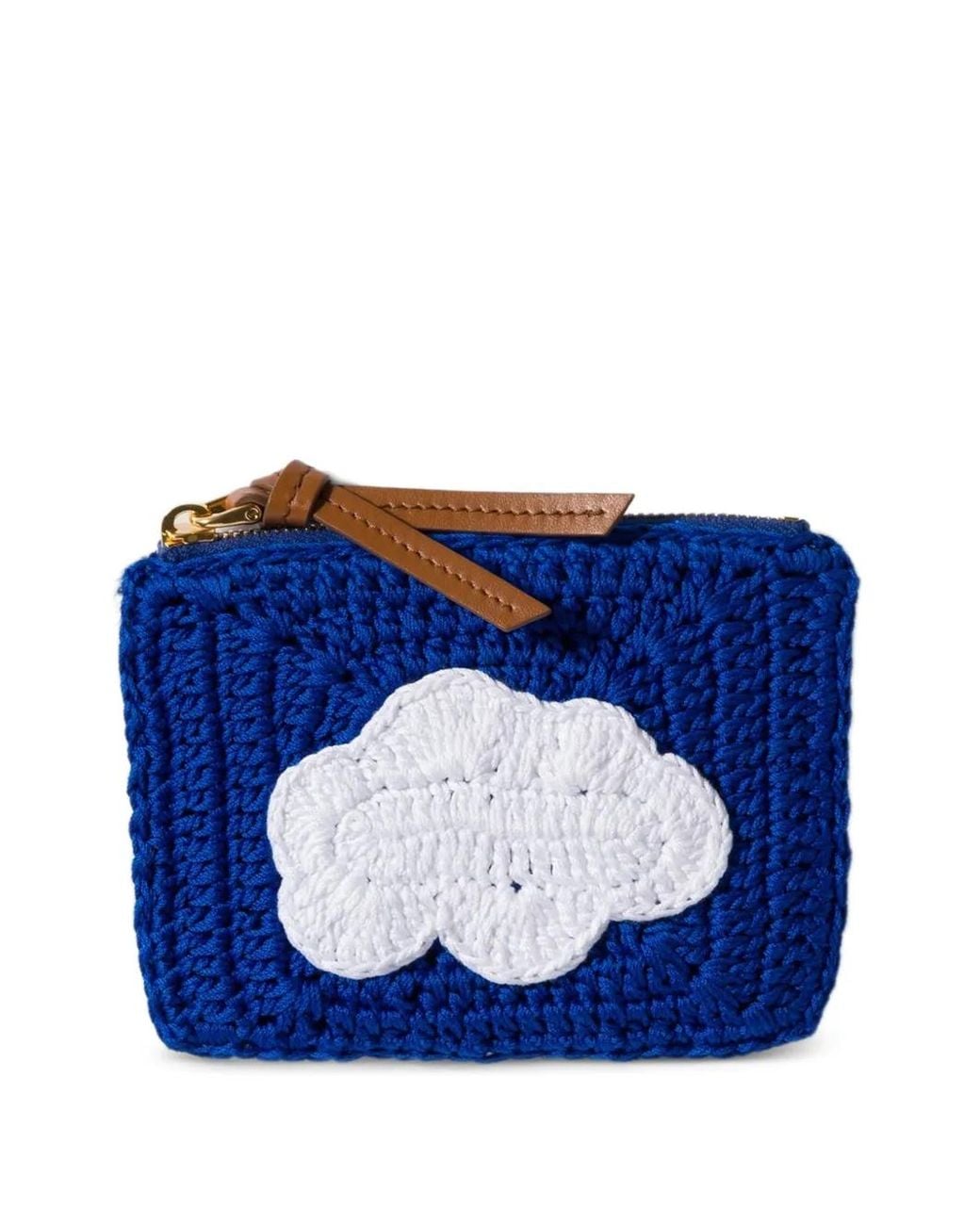 Miu Miu Blue Crochet Zipper Pouch
