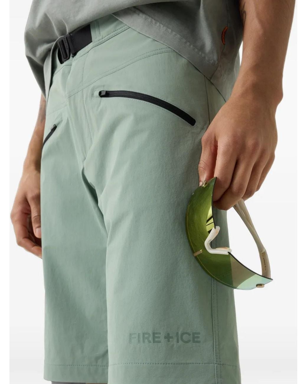 Bogner Fire + Ice Green Carter Belted Zip-Pocket Shorts for men