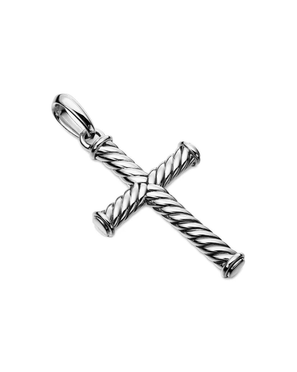 David Yurman Metallic Sterling Cable Cross Pendant (35Mm) for men