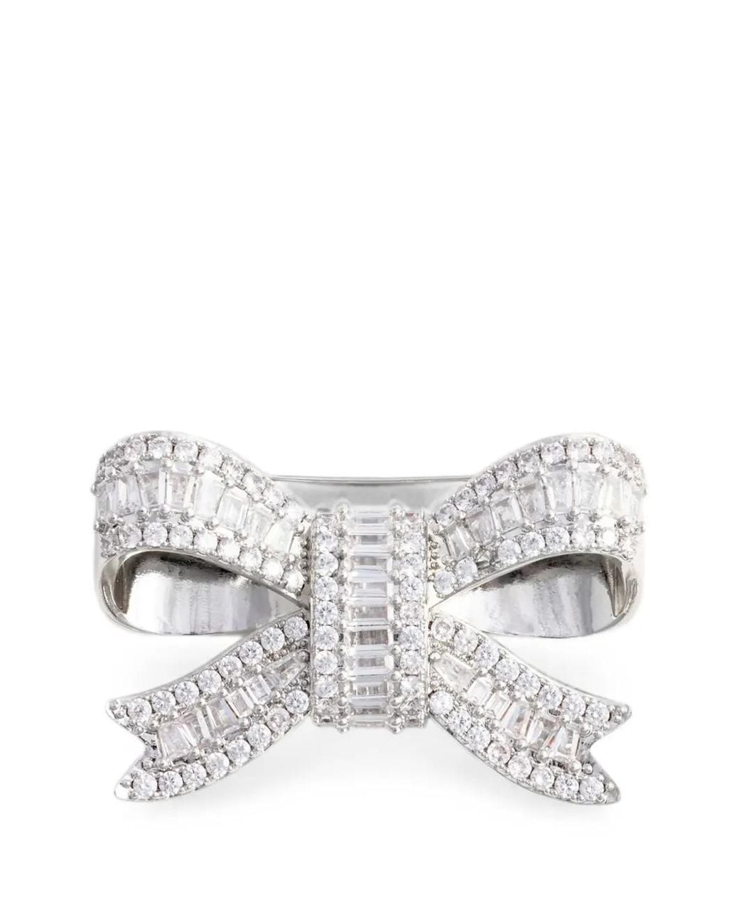 Self-Portrait White Crystal-Embellished Bow Brooch