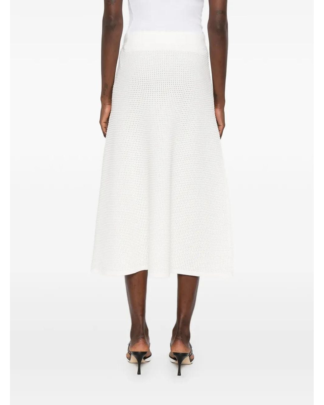 P.A.R.O.S.H. White Renfield Knitted Midi Skirt
