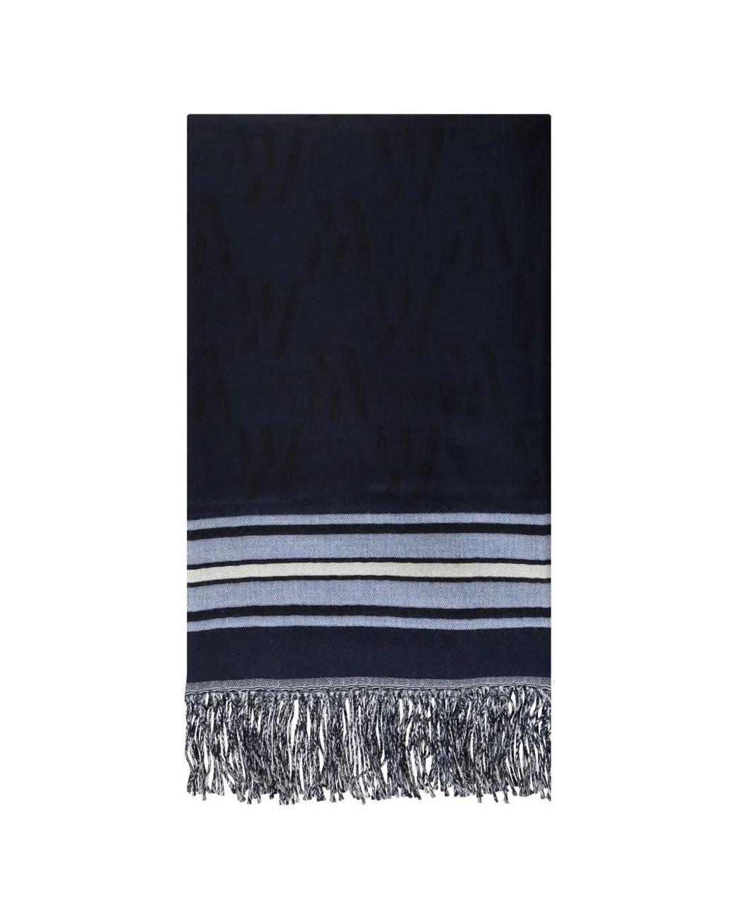 Moorer Blue Logo-Jacquard Fringed Scarf for men