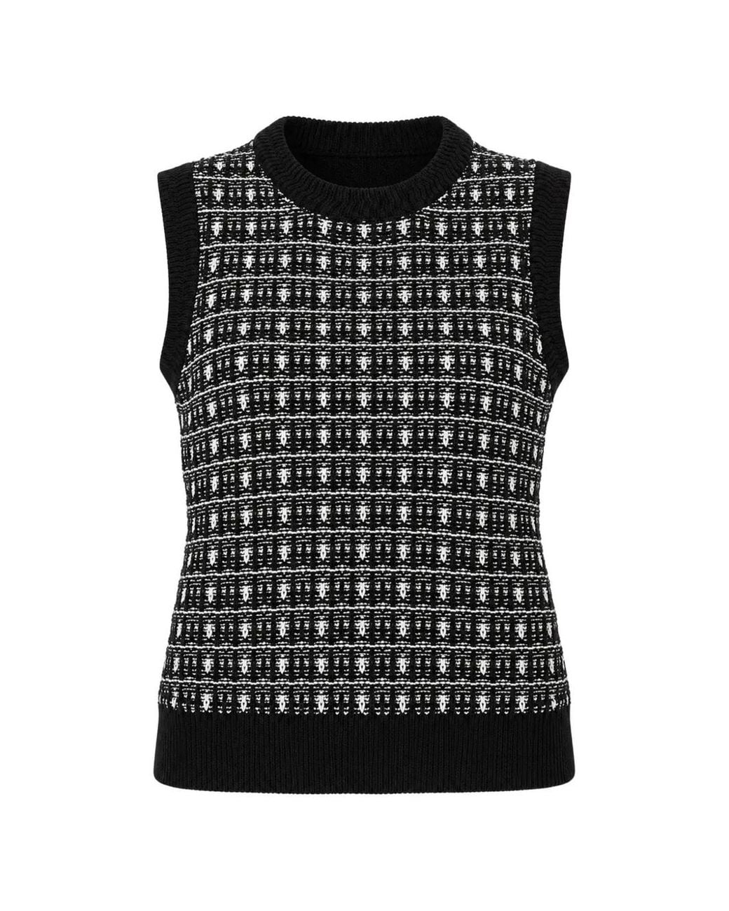 Varley Black Safia Intarsia-Knit Top