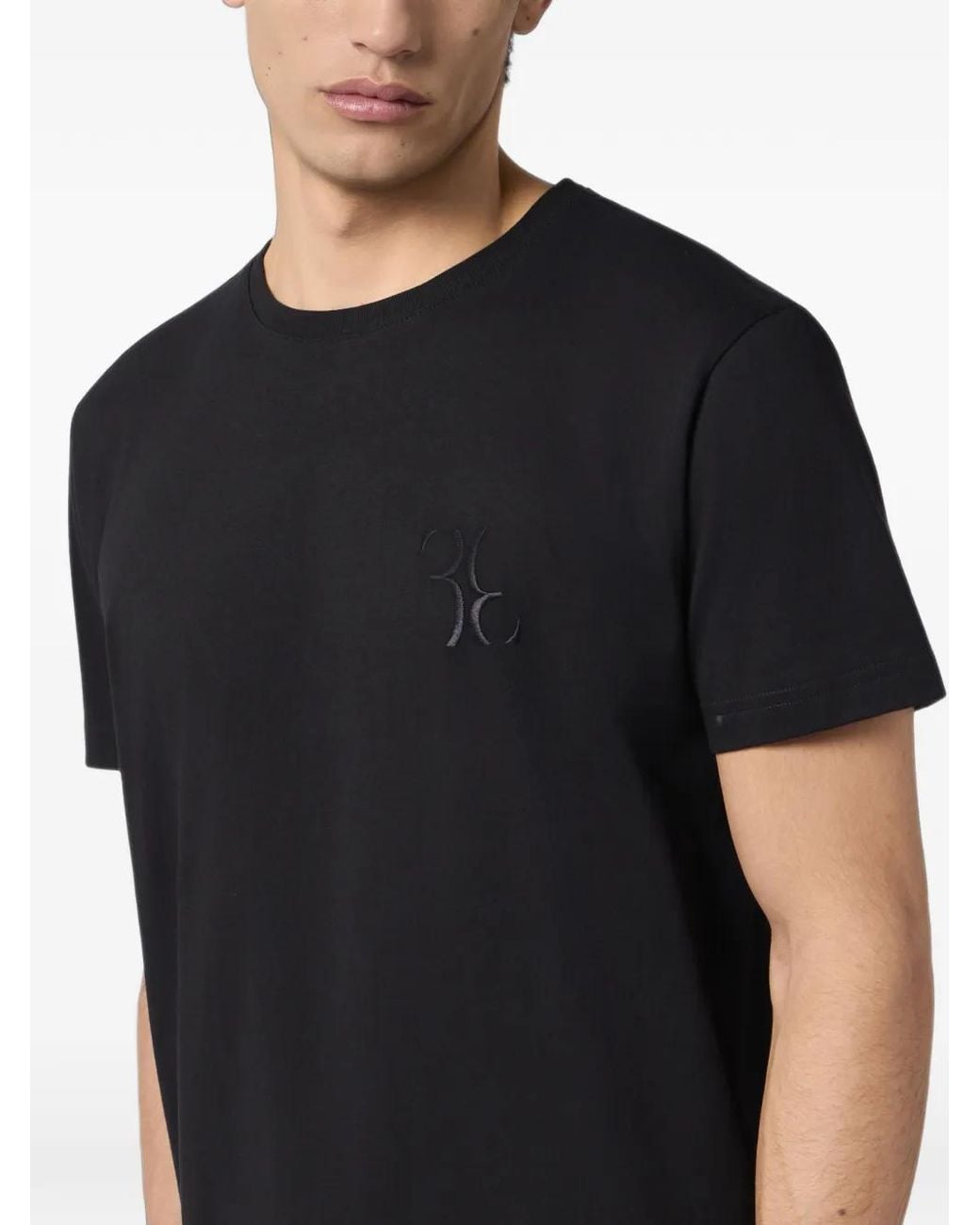 Billionaire Black Baroque Logo-Embroidery T-Shirt for men