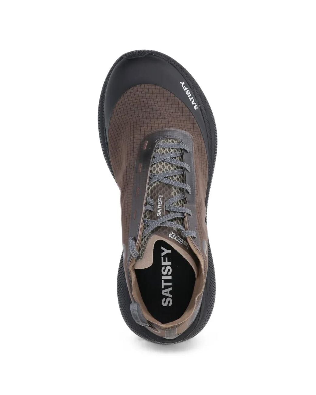 Satisfy Gray The Rocker Grid-Pattern Logo-Print Sneakers for men