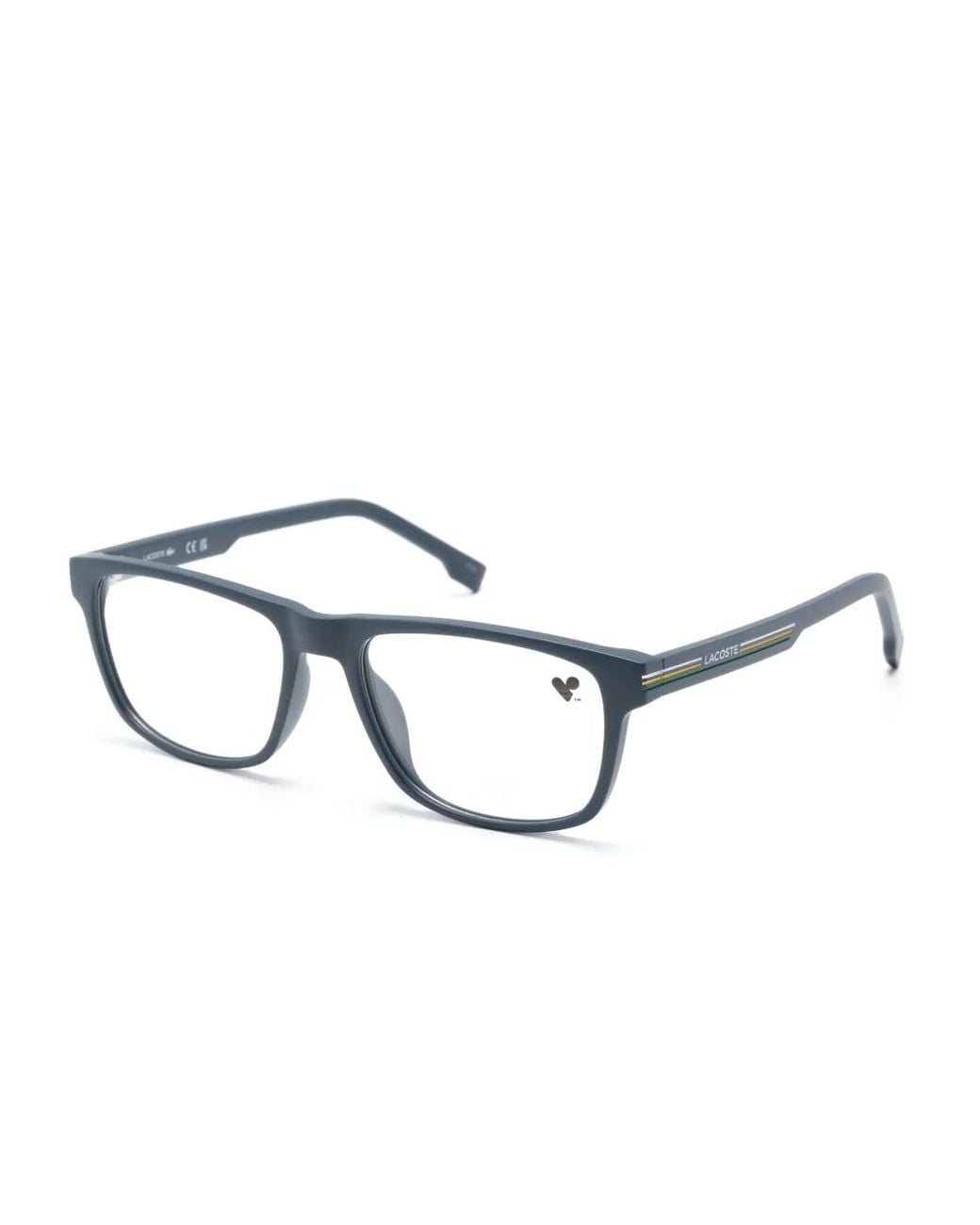 Lacoste Brown Side-Stripe Square-Frame Glasses for men