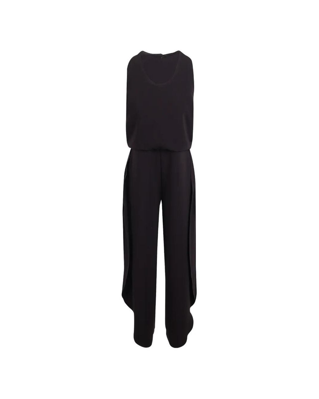 Max Mara Black Cady Draped Sleeveless Jumpsuit