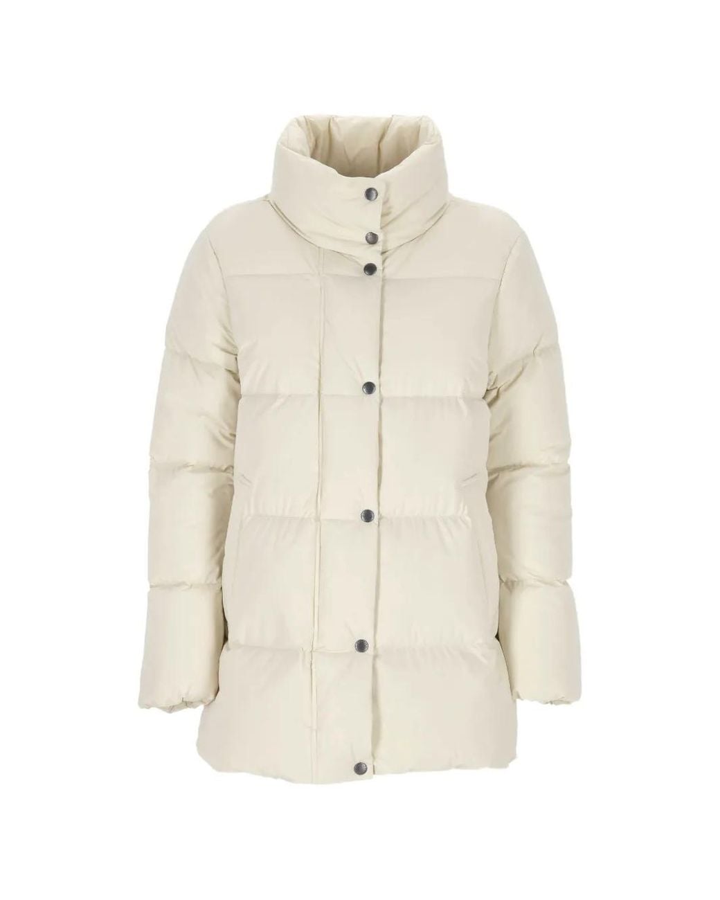 Woolrich White Quilted High-Neck Parka Coat