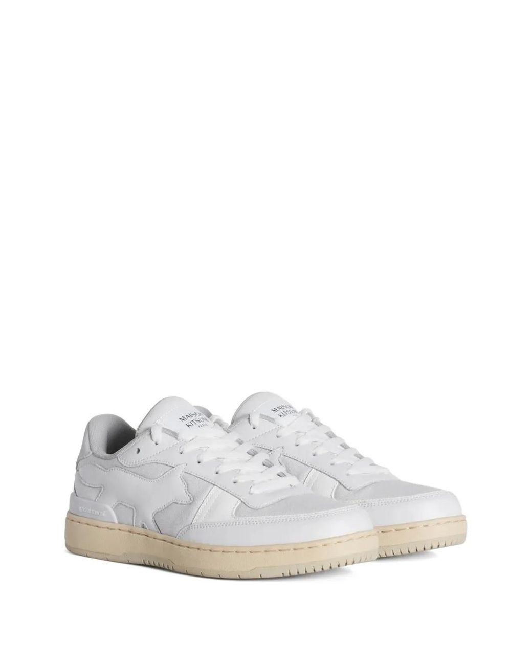 Maison Kitsuné White Chiru Fox-Patch Panelled Sneakers