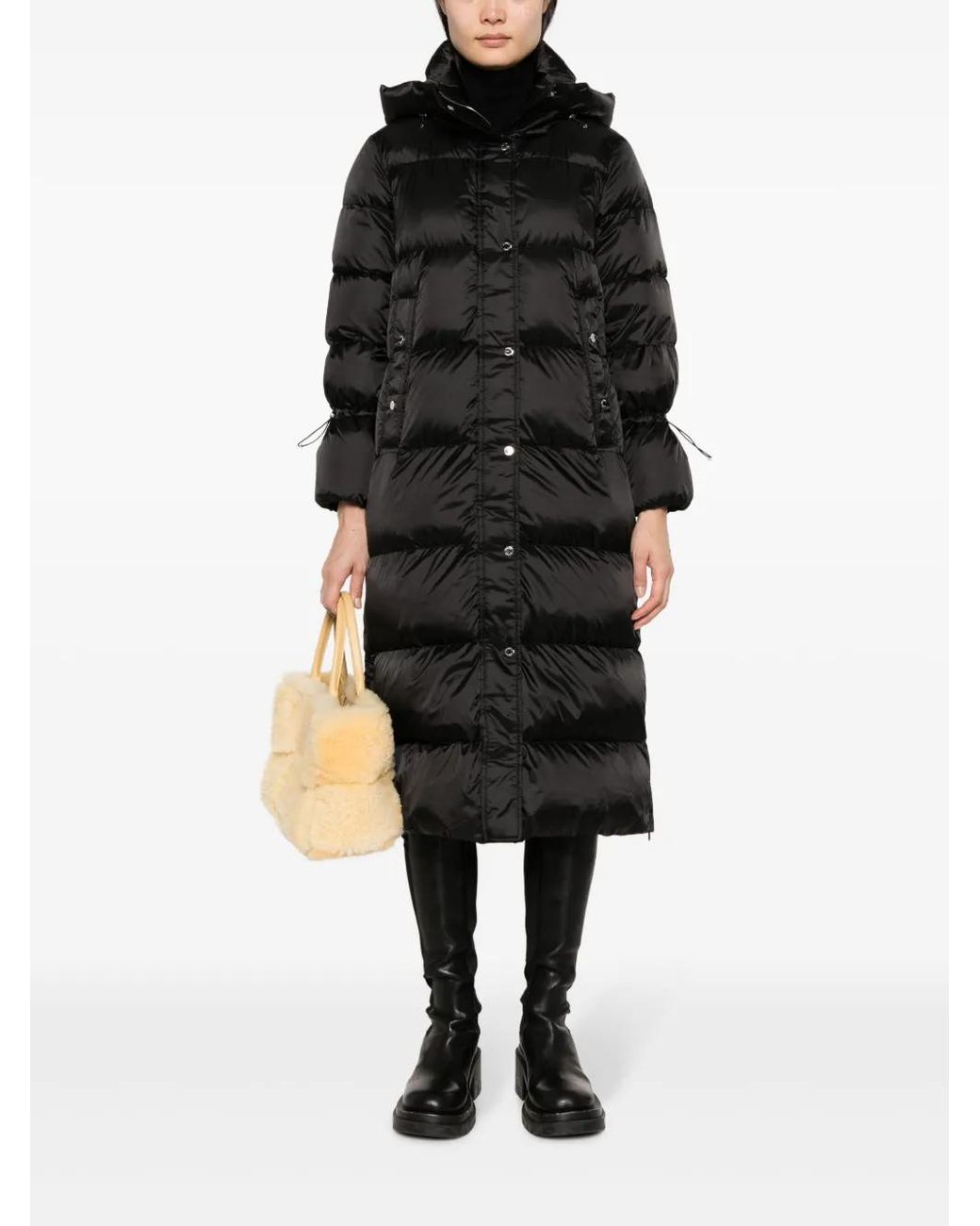 Moorer Black Padded Feather-Down Coat