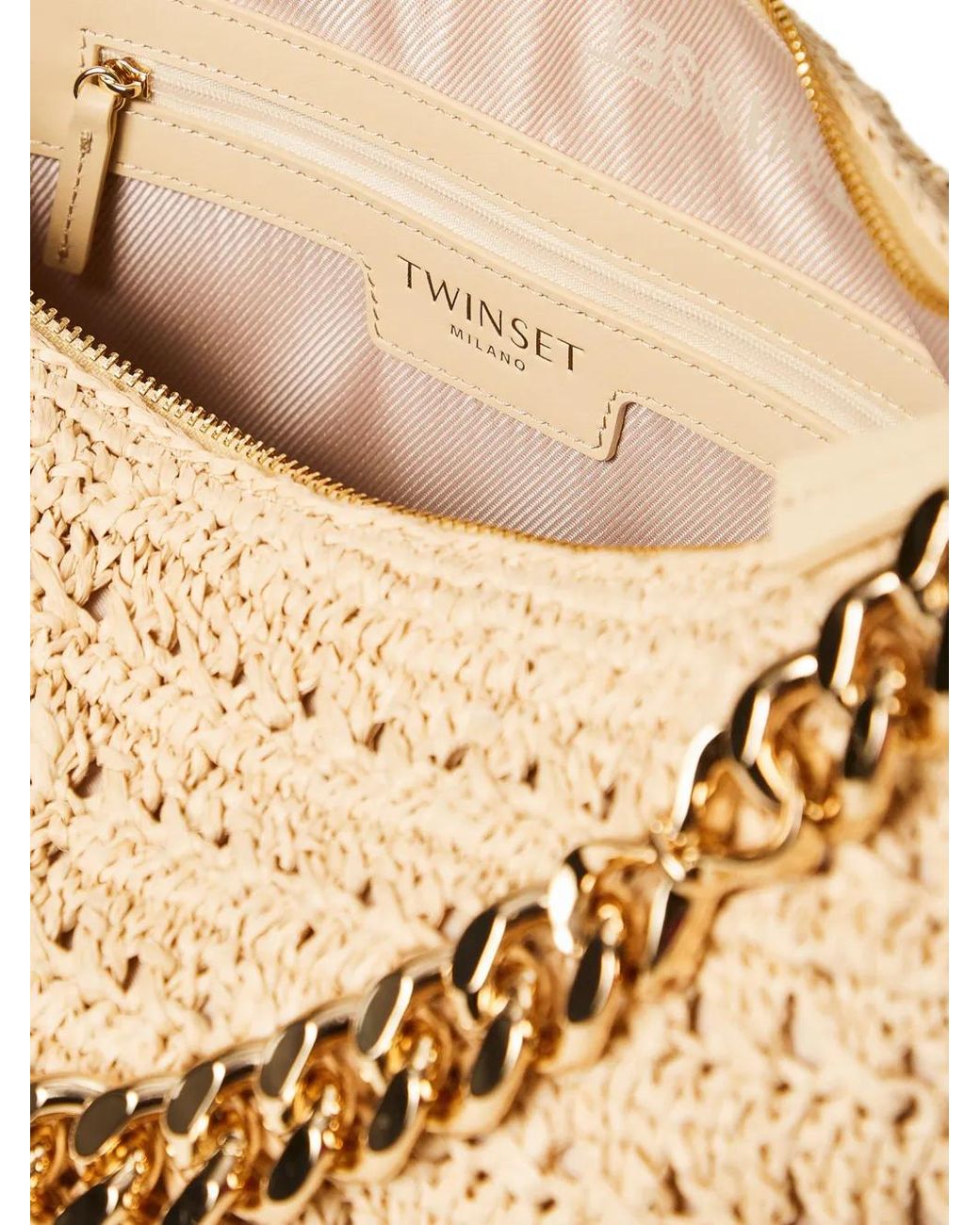 Twinset Natural Large Liliane Woven Shoulder Bag