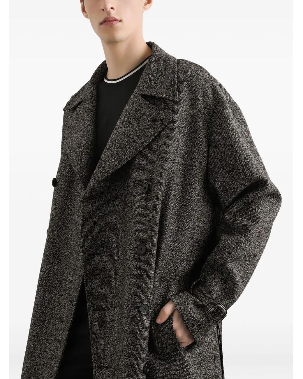 Abrigo Con Cinturón Dolce & Gabbana de hombre de color Gray