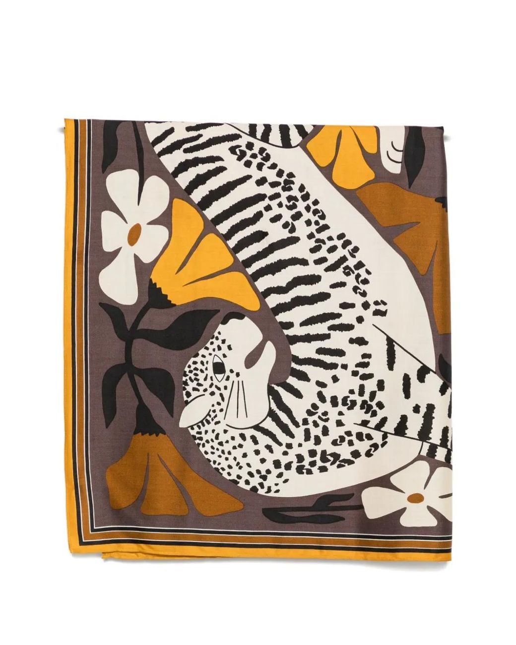 Inoui Edition Black Animal-Print Scarf