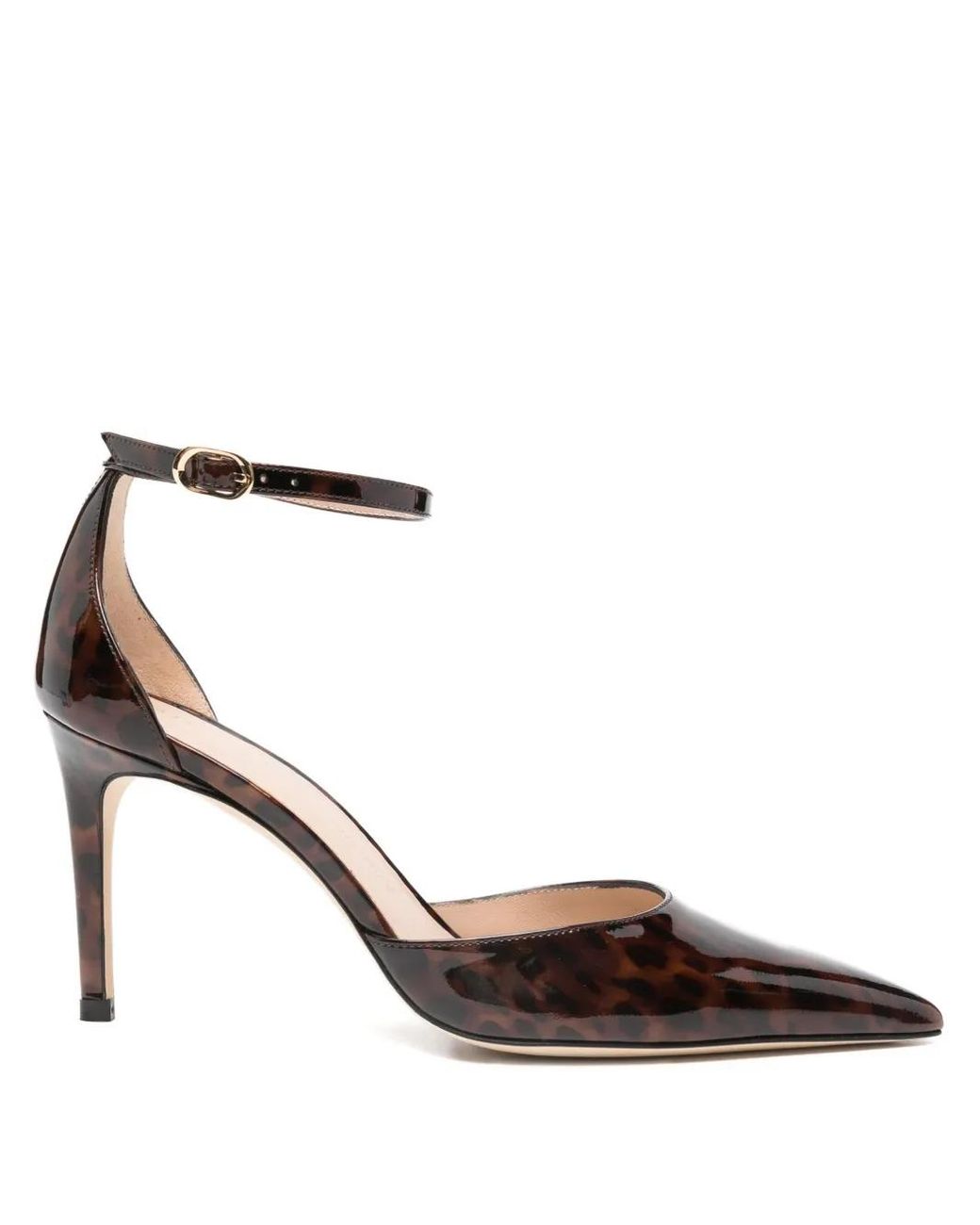 Stuart Weitzman Brown Pointed-Toe Pumps With Leopard Print