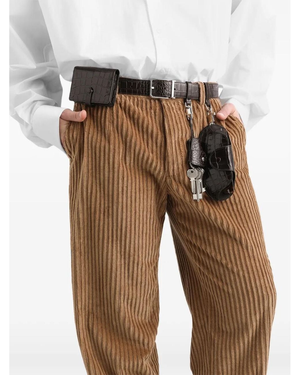 Dolce & Gabbana Natural Corduroy Trousers for men