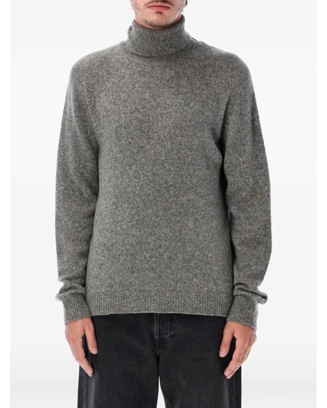 Roberto Collina Gray Roll-Neck Knitted Sweater for men