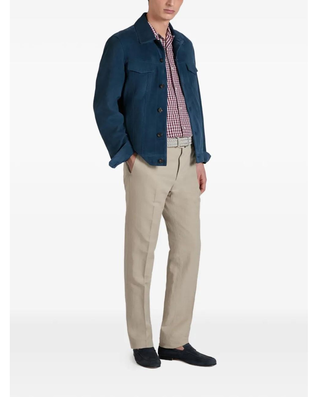 Slowear Blue Suede Jacket for men