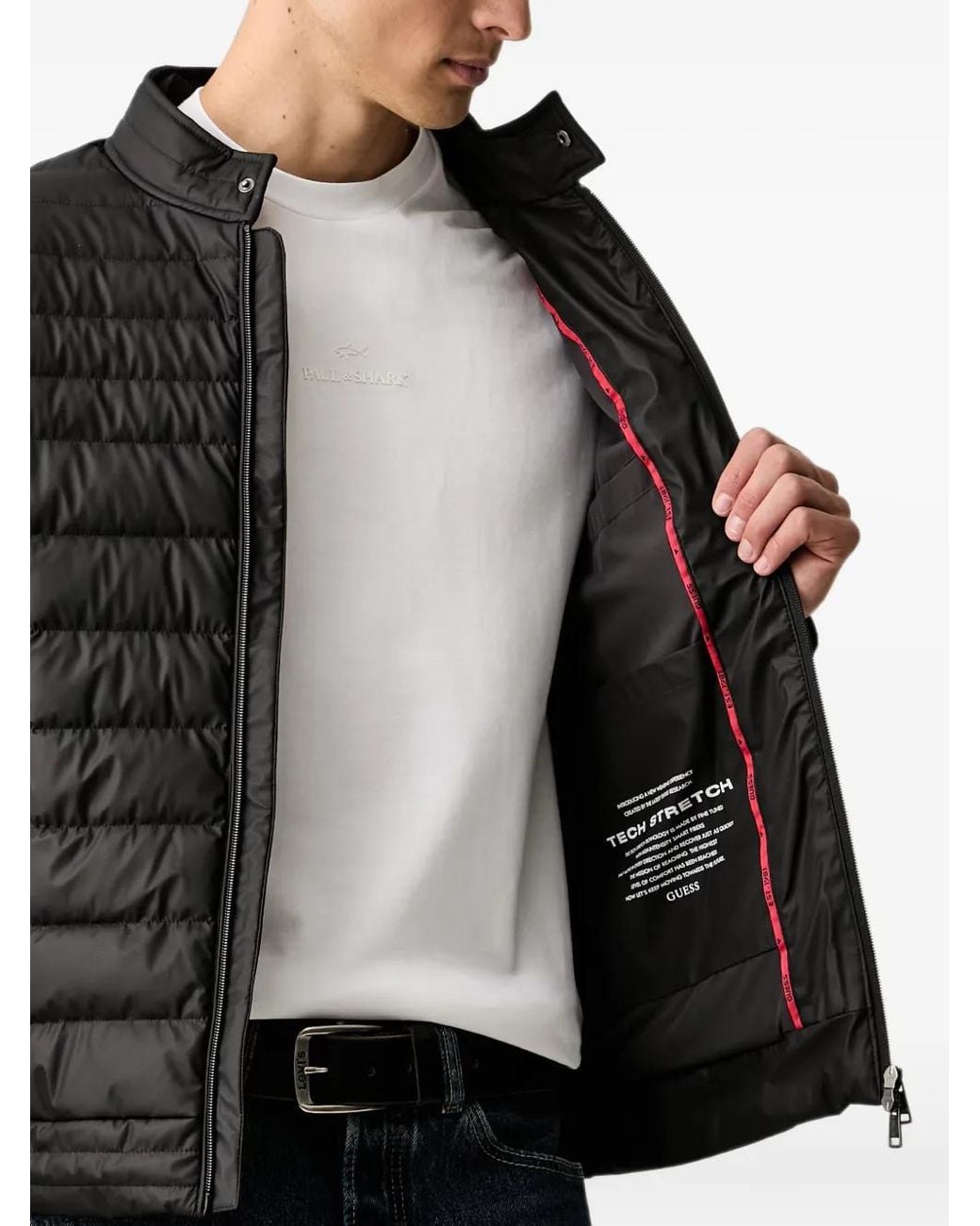 Guess Black Quilted High-Neck Jacket for men
