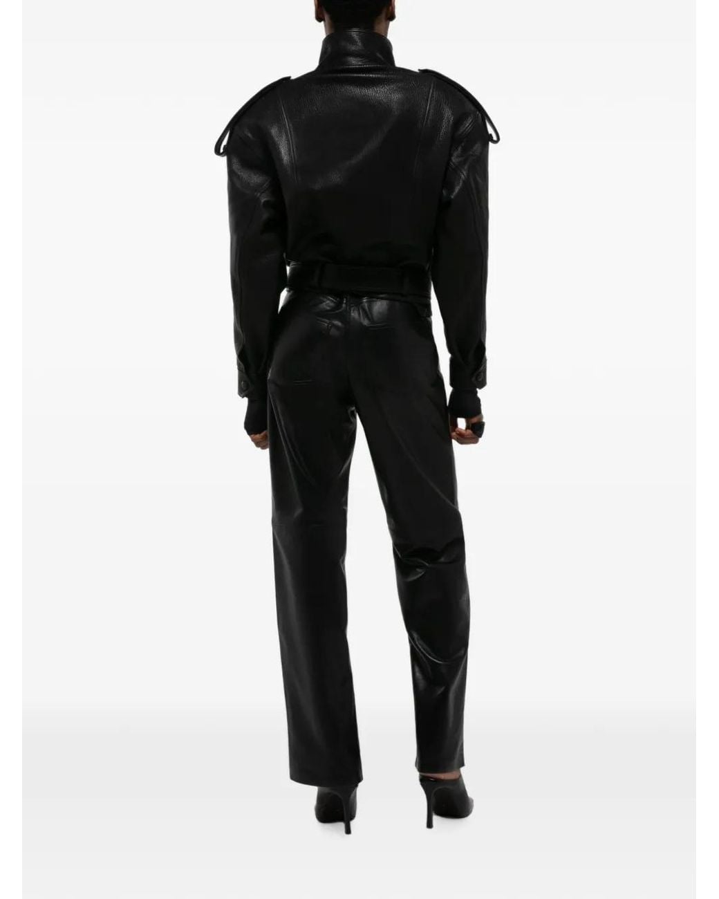 DUCIE Black Serpa Grained-Leather Jacket