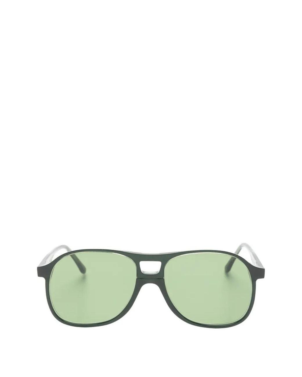 Lesca Green Rock Pilot-Frame Sunglasses